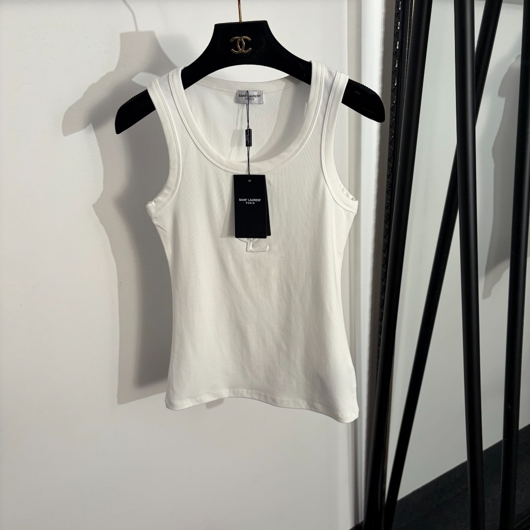 NO:829330,Model No. 20263633 YSL* new three-dimensional logo letter slim vest, white, black, S-XL, [S size bust 76, length 56; weight 0.125kg], Saint Laurent-Clothing, saint laurent, saint laurent,19860909款号20263633 YSL*新款 立体logo字母修身背心,白色,黑色,S-XL,【S码胸围76,长56；重量0.125kg】,圣罗兰-服装,saint laurent,saint laurent,,Women's clothing