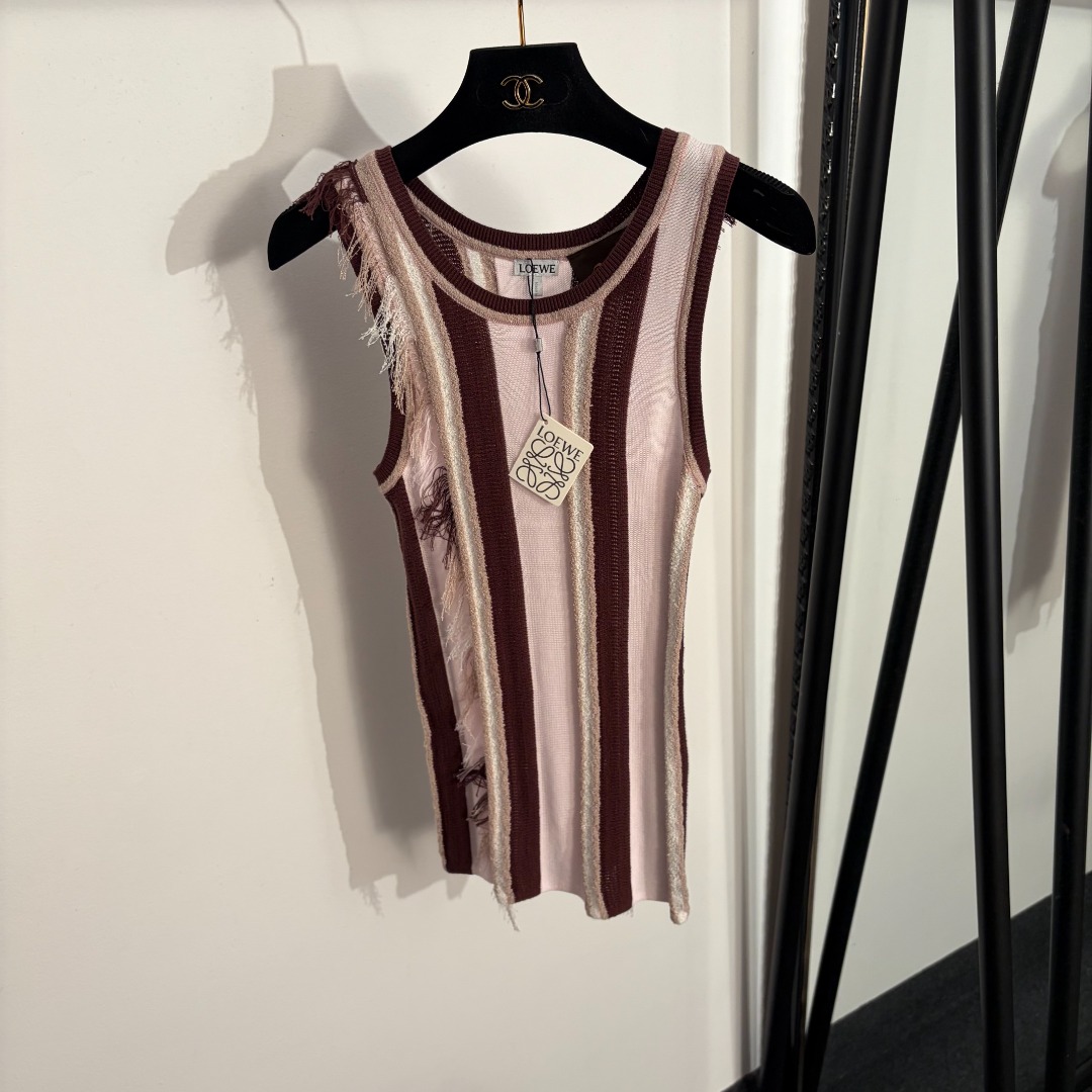 NO:828764,Model number 20263662 Loew* new tassel edge color-blocking knitted vest, pink, yellow, SML, [M size bust 66, length 62; weight 0.130kg], Loew-clothing, loewe, loewe,19860909款号20263662 Loew*新款流苏边拼色针织背心,粉色,黄色,SML,【M码胸围66,长62；重量0.130kg】,罗意威-服装,loewe,loewe,,Women's clothing