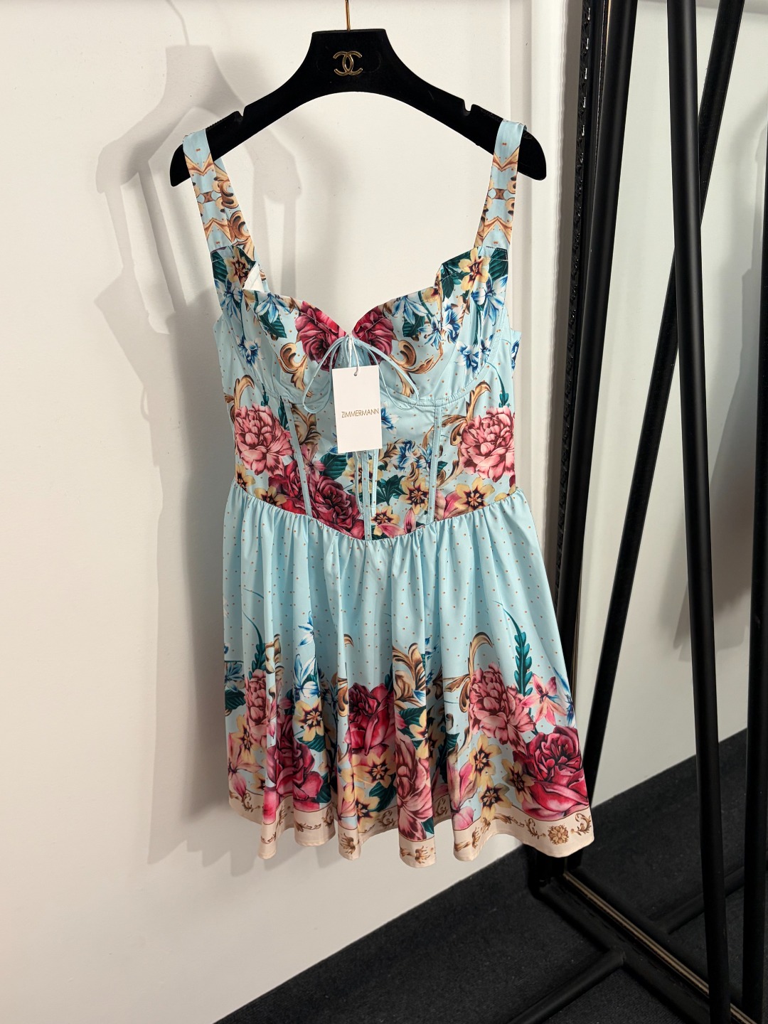 NO:858452,Model No. 20263804 Zimmermann's latest style, elegant flower polka dot print tube top suspender dress, light blue, S-XL, [S size bust 80, waist 70, length 87; weight 0.260kg], Zimmermann-clothing, skirts,19860909款号20263804 Zimmermann*新款 气质花朵波点印花抹胸吊带连衣裙,浅蓝色,S-XL,【S码胸围80,腰围70,长87；重量0.260kg】,兹默曼-服装,skirts,,Women's clothing