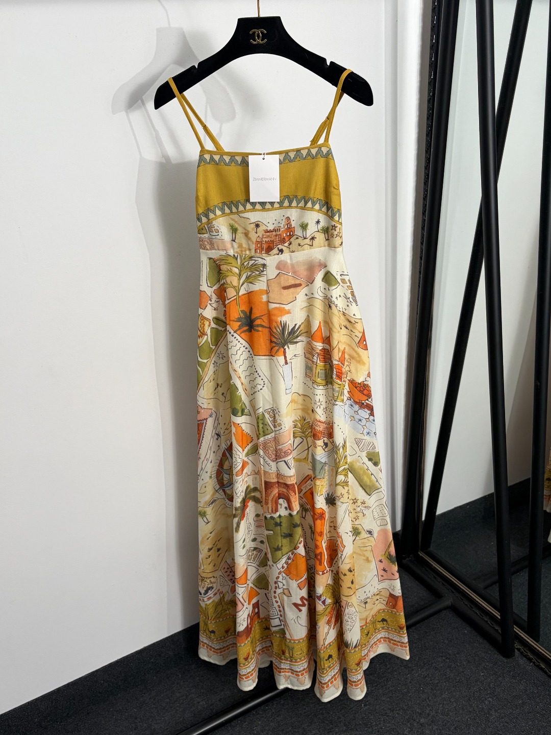 NO:858396,Model number 20263886 Zimmermann* new resort style architectural landscape printed suspender dress long skirt, yellow, S-XL, [M size bust 68 elastic, waist 62 elastic, length 124; weight 0.605kg], Zimmermann-clothing, skirts,19860909款号20263886 Zimmermann*新款 度假风建筑风景印花吊带连衣裙 长裙,黄色,S-XL,【M码胸围68弹力,腰围62弹力,长124；重量0.605kg】,兹默曼-服装,skirts,,Women's clothing