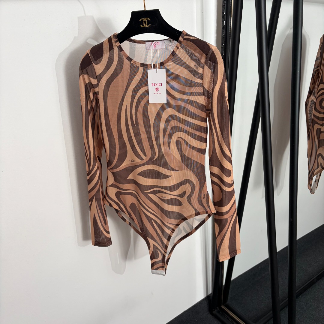 NO:858319,Model No. 20263926 Pucc*new style irregular corrugated abstract printed mesh long-sleeved bodysuit top, brown, red, S-XXL, [M size bust 82, sleeve length 64, length 79; weight 0.90kg], women's clothing,19860909款号20263926 Pucc*新款 不规则波纹抽象印花网纱长袖连体紧身衣上衣,咖色,红色,S-XXL,【M码胸围82,袖长64,长79；重量0.90kg】,女装,,Women's clothing