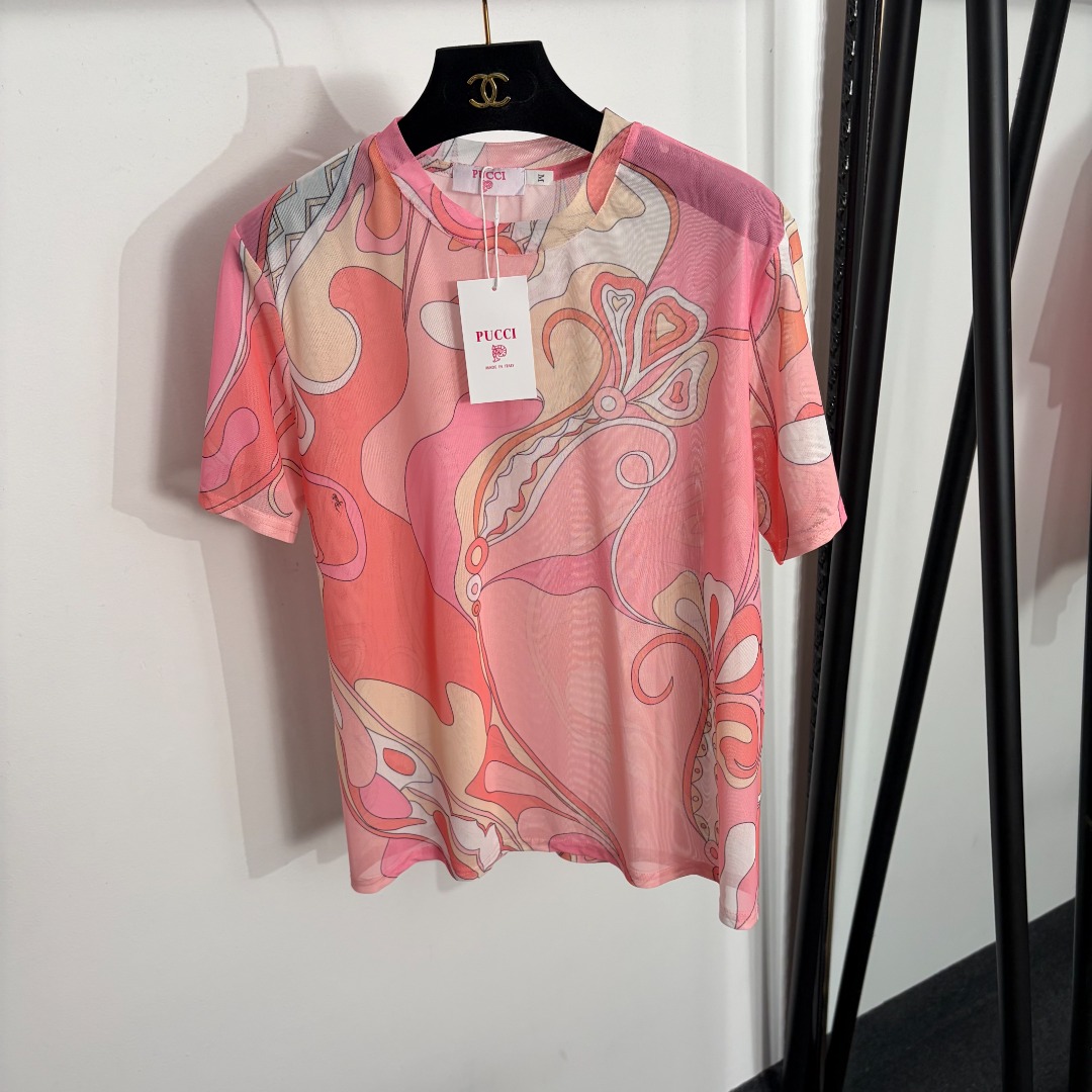 NO:858264,Model number 20263931 Pucc* new color block printed mesh short-sleeved T-shirt, pink, green, purple, S-XXL, [M size shoulder width 41, chest 102, sleeve length 19, length 61; weight 0.95kg], women's clothing, T-shirt, tees, t-shirt,19860909款号20263931 Pucc*新款 拼色印花网纱短袖T恤,粉色,绿色,紫色,S-XXL,【M码肩宽41,胸围102,袖长19,长61；重量0.95kg】,女装,T-shirt,tees，t-shirt,,Women's clothing