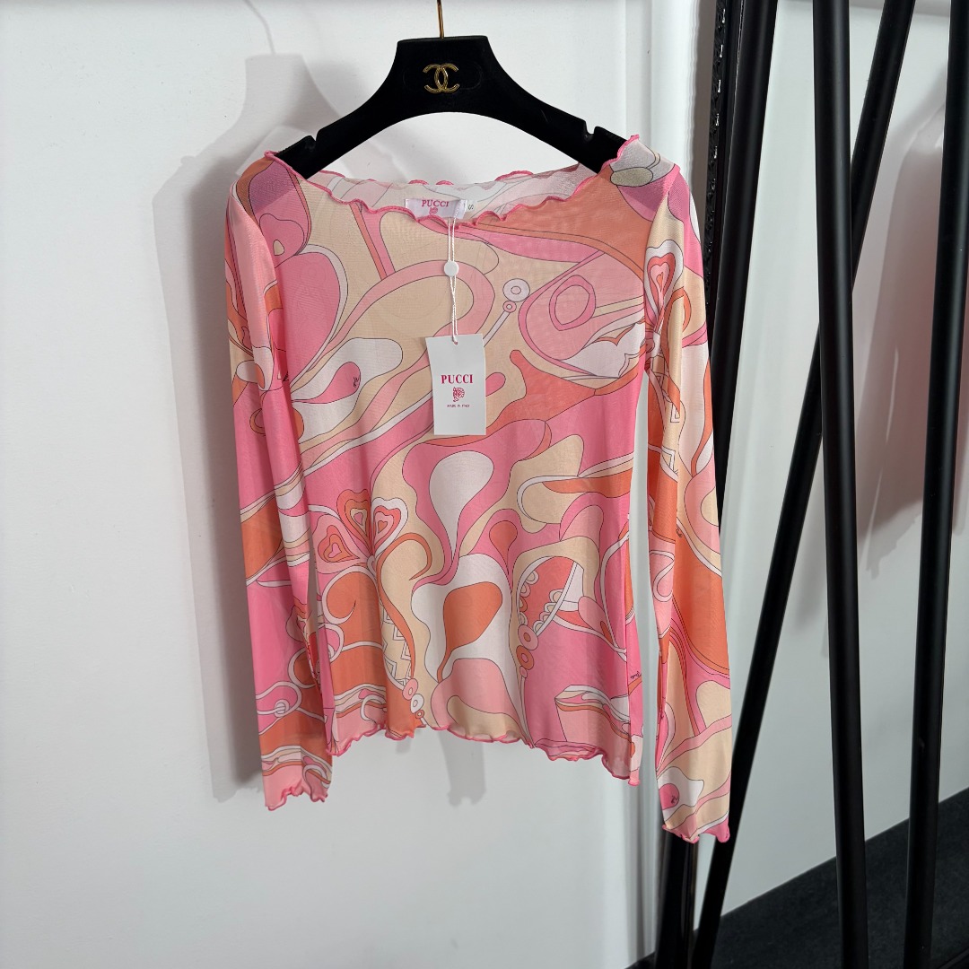 NO:858274,Model No. 20263932 Pucc*new style irregular color block printed mesh long-sleeved bottoming shirt top, pink, green, sky blue, S-XXL, [S size bust 78, sleeve length 64, length 58; weight 0.90kg], women's clothing,19860909款号20263932 Pucc*新款 不规则拼色印花网纱长袖打底衫 上衣,粉色,绿色,天蓝色,S-XXL,【S码胸围78,袖长64,长58；重量0.90kg】,女装,,Women's clothing