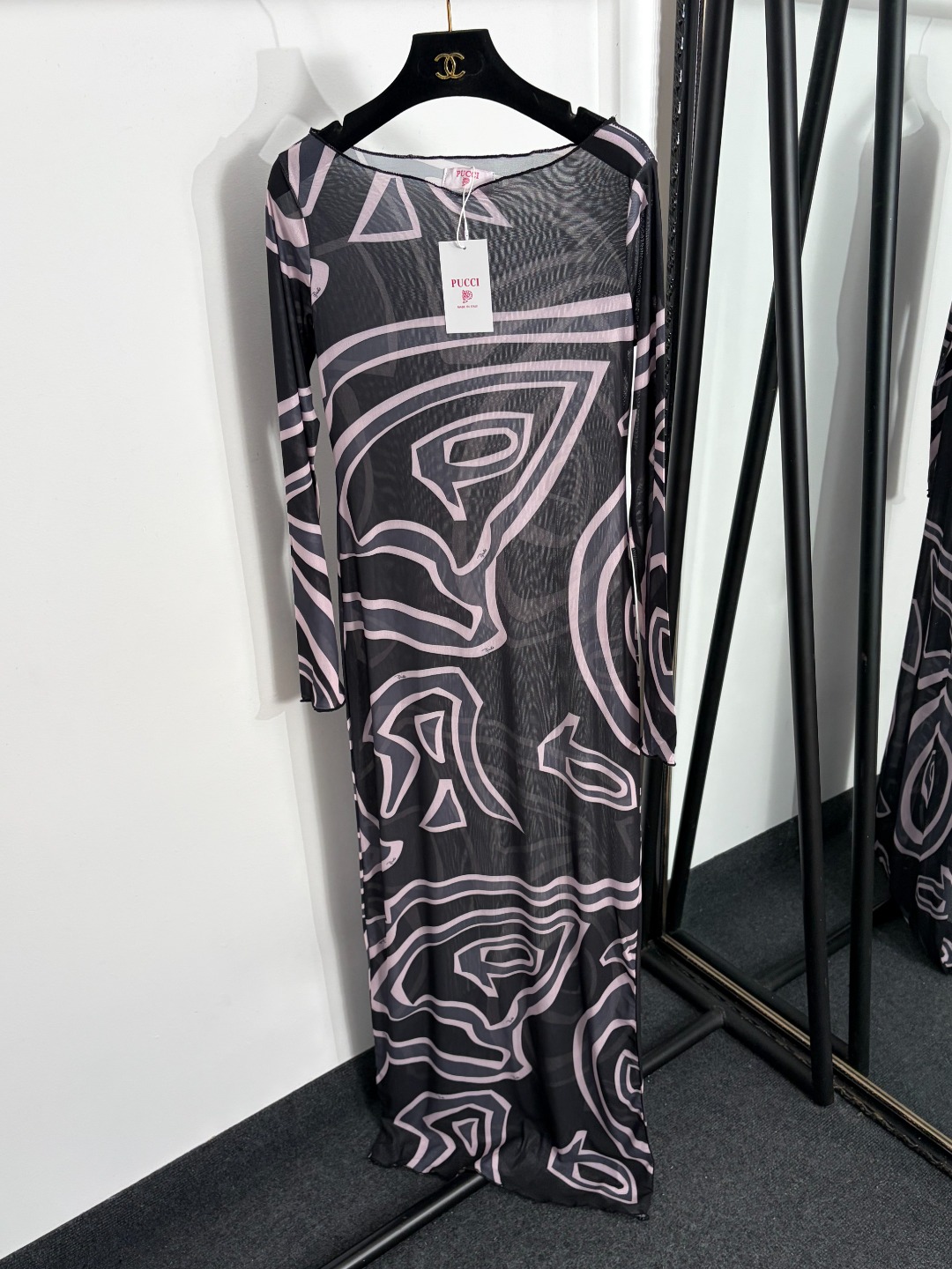 NO:858317,Model number 20263935 Pucc*new style irregular ripple printed mesh long-sleeved dress, black, S-XXL, [M size bust 82, sleeve length 64, length 148; weight 0.185kg], women's clothing, skirts,19860909款号20263935 Pucc*新款 不规则波纹印花网纱长袖连衣裙,黑色,S-XXL,【M码胸围82,袖长64,长148；重量0.185kg】,女装,skirts,,Women's clothing