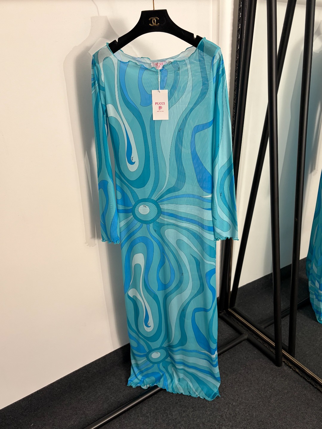 NO:858329,Model number 20263936 Pucc*new style irregular ripple printed mesh long-sleeved dress, green, S-XXL, [M size bust 82, sleeve length 64, length 148; weight 0.185kg], women's clothing, skirts,19860909款号20263936 Pucc*新款 不规则波纹印花网纱长袖连衣裙,绿色,S-XXL,【M码胸围82,袖长64,长148；重量0.185kg】,女装,skirts,,Women's clothing
