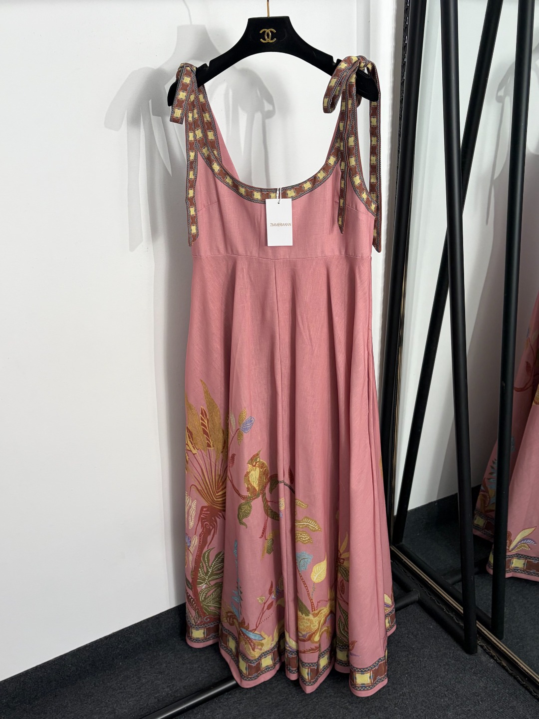NO:858013,Model No. 20264014 Zimmermann's latest style, retro plant flower print, bow strap suspender dress, long skirt, pink, S-XL, [M size bust 86 elastic, waist 84 elastic, length 137; weight 0.895kg], Zimmermann-clothing, skirts,19860909款号20264014 Zimmermann*新款 复古植物花朵印花 蝴蝶结绑带吊带连衣裙 长裙,粉色,S-XL,【M码胸围86弹力,腰围84弹力,长137；重量0.895kg】,兹默曼-服装,skirts,,Women's clothing