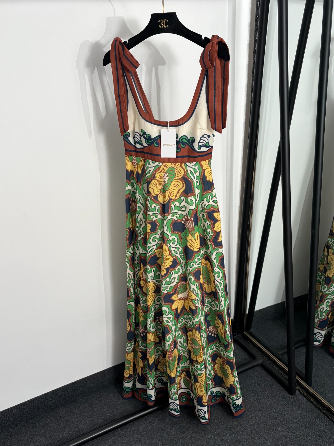 NO:858002,Model No. 20264015 Zimmermann's latest yellow floral print bow suspender dress long skirt, green, S-XL, [M size bust 72 elastic, waist 66 elastic, length 136; weight 0.650kg], Zimmermann-clothing, skirts,19860909款号20264015 Zimmermann*新款 黄色花卉印花蝴蝶结吊带连衣裙 长裙,绿色,S-XL,【M码胸围72弹力,腰围66弹力,长136；重量0.650kg】,兹默曼-服装,skirts,,Women's clothing