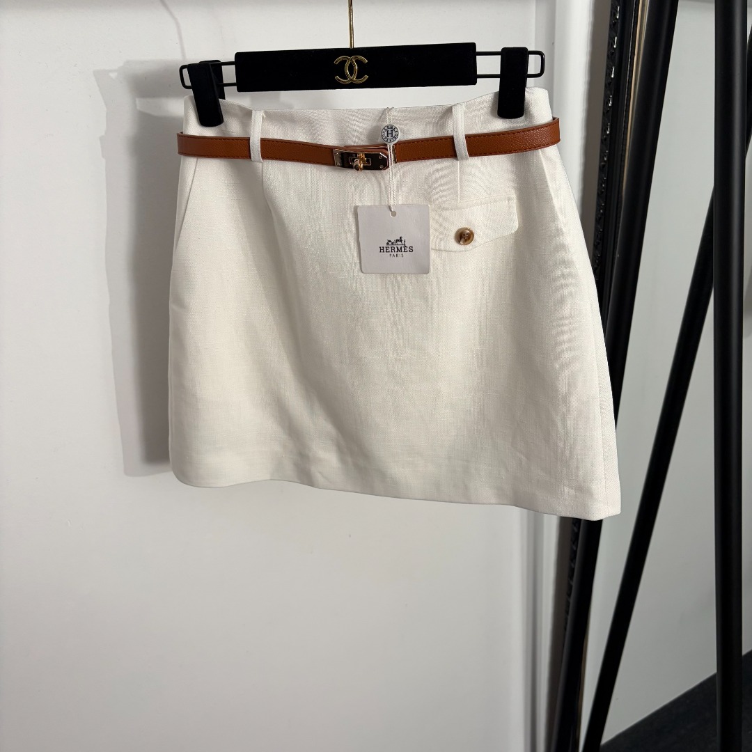 NO:857910,Model number 20264028 Herme* new Tencel linen suit short skirt, with belt, white, apricot, khaki, black, S-XL, [S size waist 68, hip 86, length 39; weight 0.260kg], Hermes-clothing, hermes, hermes, skirts, business suit,19860909款号20264028 Herme*新款天丝亚麻西装短半裙,配腰带,白色,杏色,卡其色,黑色,S-XL,【S码腰围68,臀围86,长39；重量0.260kg】,爱马仕-服装,hermes,hermes,skirts,business suit,,Women's clothing