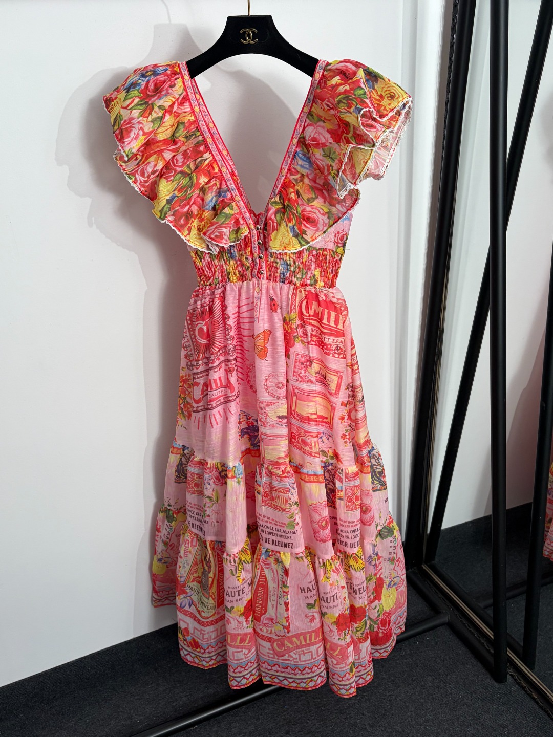 NO:863442,Model No. 20264117 Zimmermann's latest all-over printed bow backless V-neck waisted lotus leaf suspender dress long skirt, pink, S-XL, [M size bust 86 elastic, waist 64 elastic, length 129; weight 0.615kg], Zimmermann-clothing, skirts,19860909款号20264117 Zimmermann*新款 满身印花蝴蝶结露背V领收腰荷叶吊带连衣裙 长裙,粉色,S-XL,【M码胸围86弹力,腰围64弹力,长129；重量0.615kg】,兹默曼-服装,skirts,,Women's clothing