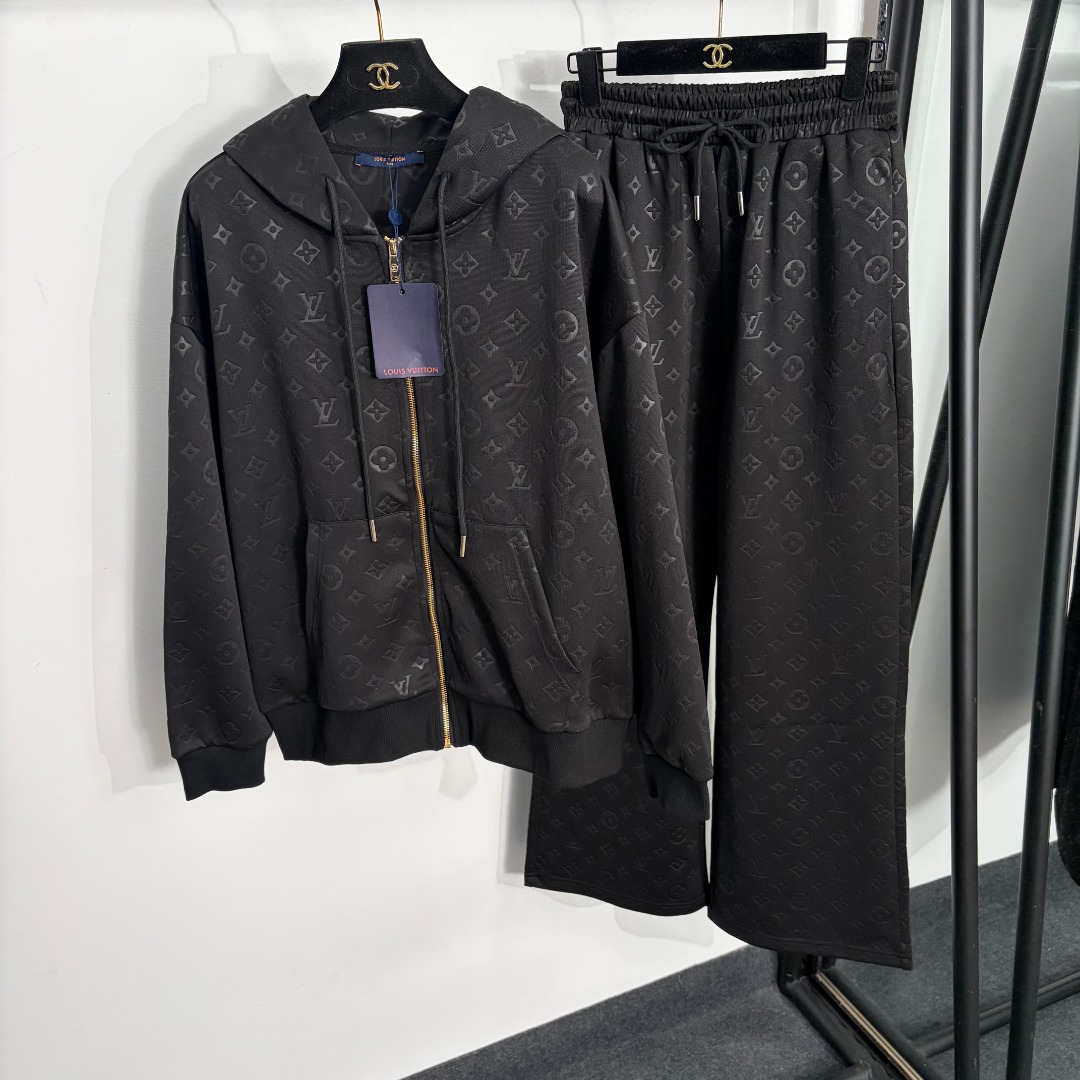 Louis Vuitton Black Monogram Hoodie Pants Set