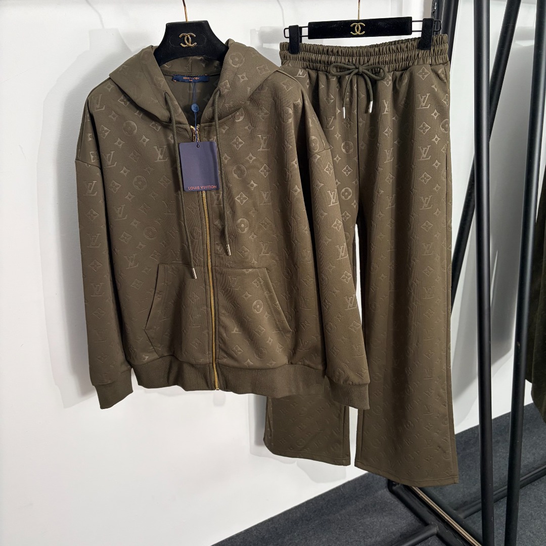 Louis Vuitton Black Monogram Hoodie Pants Set