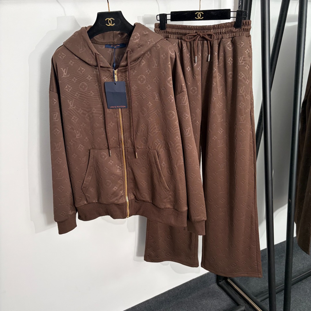 Louis Vuitton Black Monogram Hoodie Pants Set