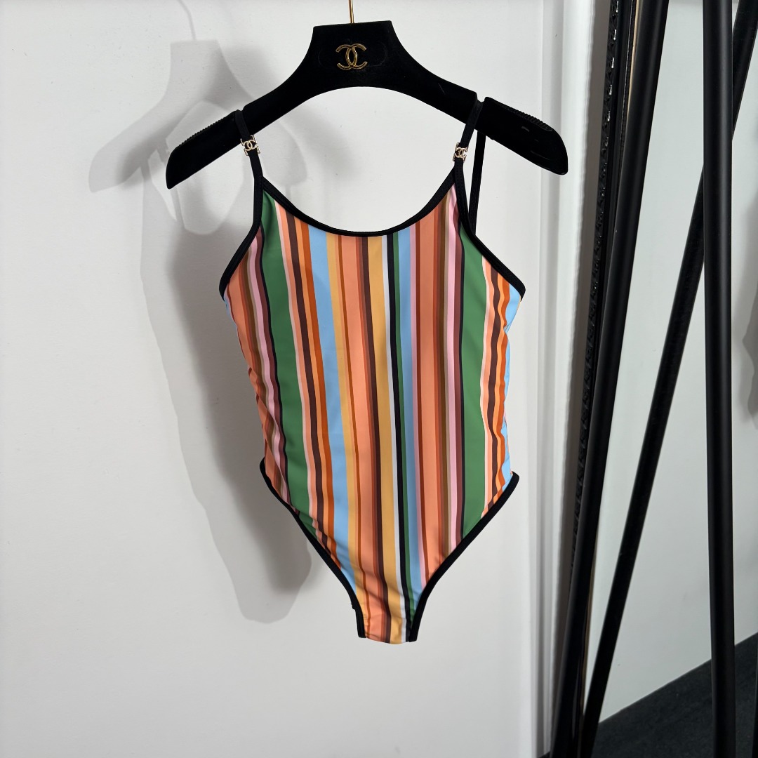 NO:885555,Model No. 20264519 Chane's latest colorful striped bikini one-piece swimsuit, S-XL, [M size weight 0.150kg], Chanel-clothing, chanel, chanel, swimsuits, bikinis,19860909款号20264519 Chane*新款 彩色条纹比基尼连体泳衣,S-XL,【M码重量0.150kg】,香奈儿-服装,chanel,chanel,swimsuits,bikinis,,Women's clothing