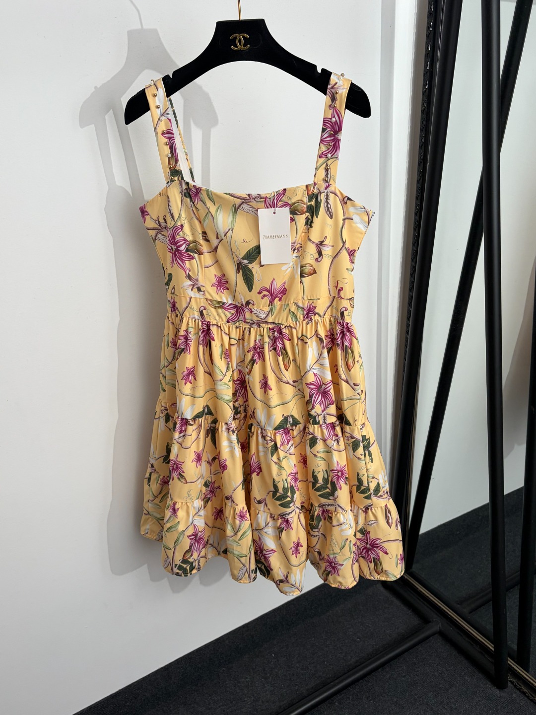 NO:889589,Model number 20264689 Zimmermann's latest sweet age-reducing morning glory flower print suspender dress short skirt, yellow, S-XXL, [M size bust 88, waist 74, length 91; weight 0.370kg], Zimmermann-clothing, skirts,19860909款号20264689 Zimmermann*新款 甜美减龄牵牛花朵印花吊带连衣裙 短裙,黄色,S-XXL,【M码胸围88,腰围74,长91；重量0.370kg】,兹默曼-服装,skirts,,Women's clothing