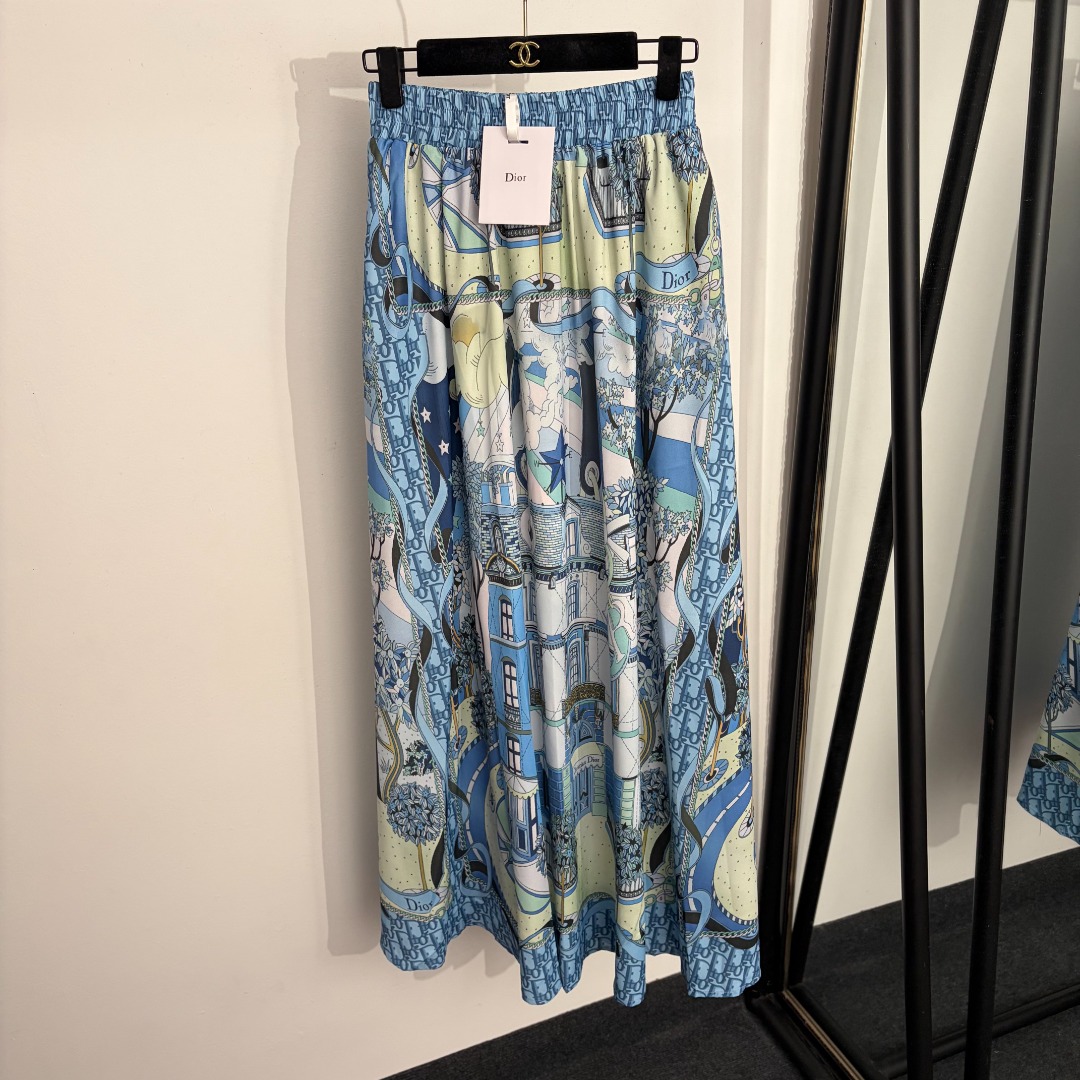 NO:889633,Style No. 20264743 Dio* new Paris street view architectural print high-waisted skirt, blue, SML, [M size waist 62 elastic, length 103; weight 0.390kg], Dior-clothing, dior, dior, skirts,19860909款号20264743 Dio*新款 巴黎街景建筑印花高腰半裙,蓝色,SML,【M码腰围62弹力,长103；重量0.390kg】,迪奥-服装,dior,dior,skirts,,Women's clothing