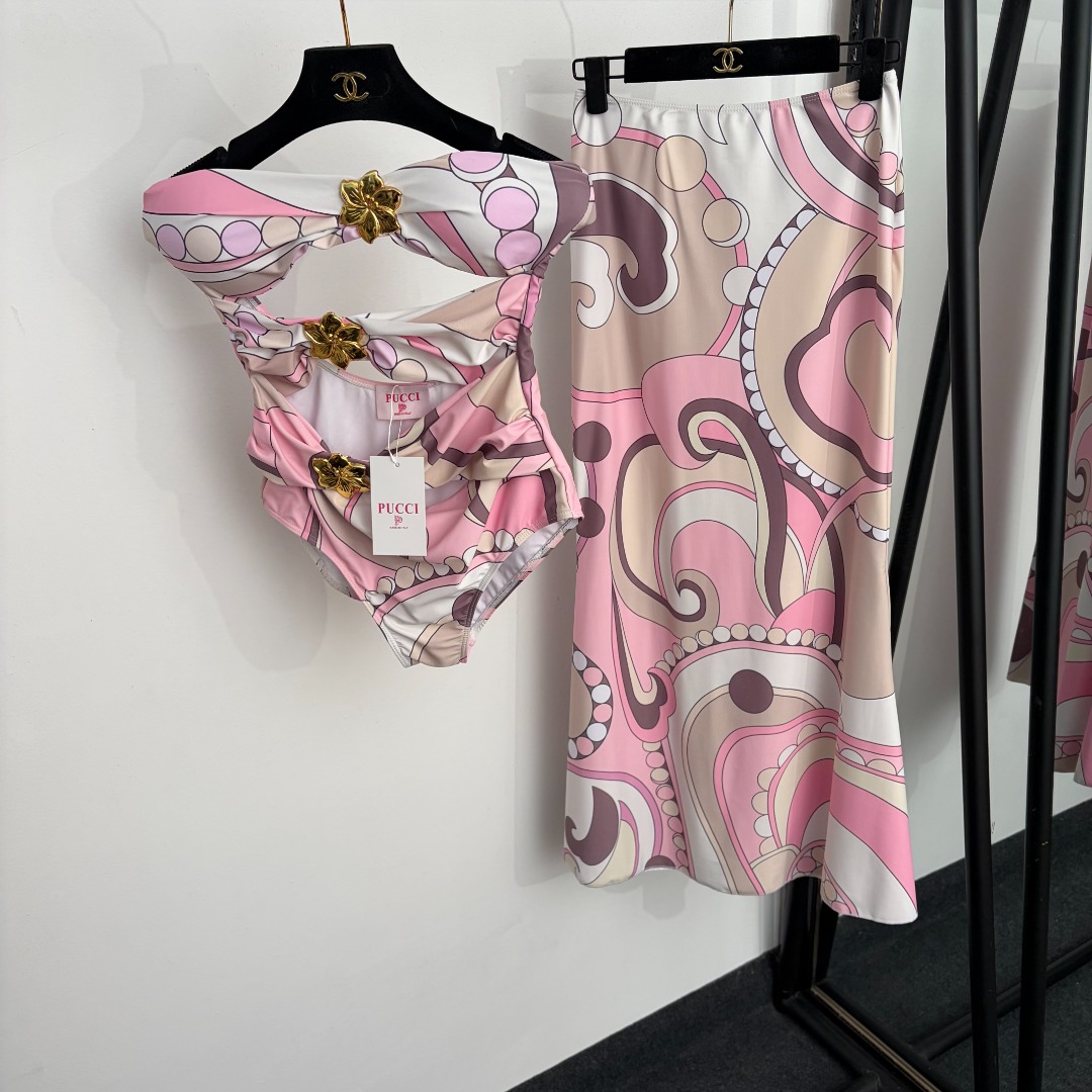 NO:922755,Model No. 20265393 Pucc* new bikini suit, three gold flower hollow one-piece swimsuit + colorblock printed skirt, pink, S-XL, [L size weight 0.210kg; waist 64 elastic, skirt length 94; weight 0.200kg], women's clothing, skirts, swimsuits, bikinis,19860909款号20265393 Pucc*新款比基尼套装,三朵金花镂空连体泳衣+拼色印花半裙,粉色,S-XL,【L码重量0.210kg；腰围64弹力,裙长94；重量0.200kg】,女装,skirts,swimsuits,bikinis,,Women's clothing