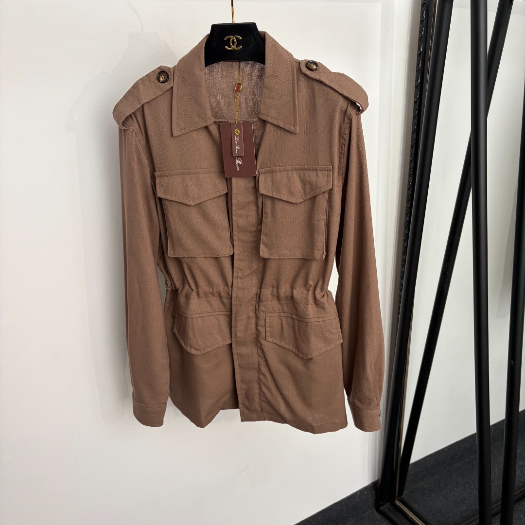 NO:933215,Model No. 20265744 Loro Piana*LP new workwear pocket drawstring waist lapel long-sleeved jacket, brown, SML, [M size shoulder width 45, bust 110, sleeve length 60, length 70; weight 0.480kg], women's clothing, loro piana, loro piana, jackets & coats,19860909款号20265744 Loro Piana*LP新款 工装口袋抽绳收腰翻领长袖外套,咖色,SML,【M码肩宽45,胸围110,袖长60,长70；重量0.480kg】,女装,loro piana,loro piana,jackets & coats,,Women's clothing