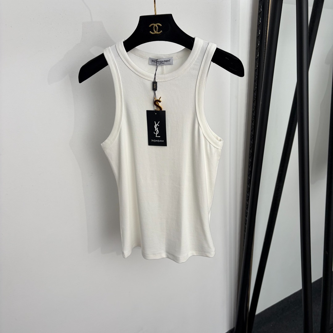 Saint Laurent Logo Brooch Tank Top