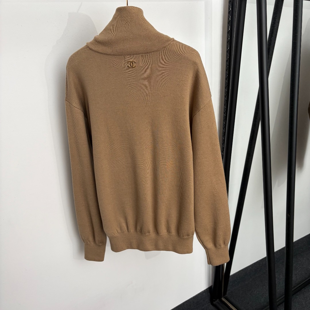 chanel half zip high neck knit sweater