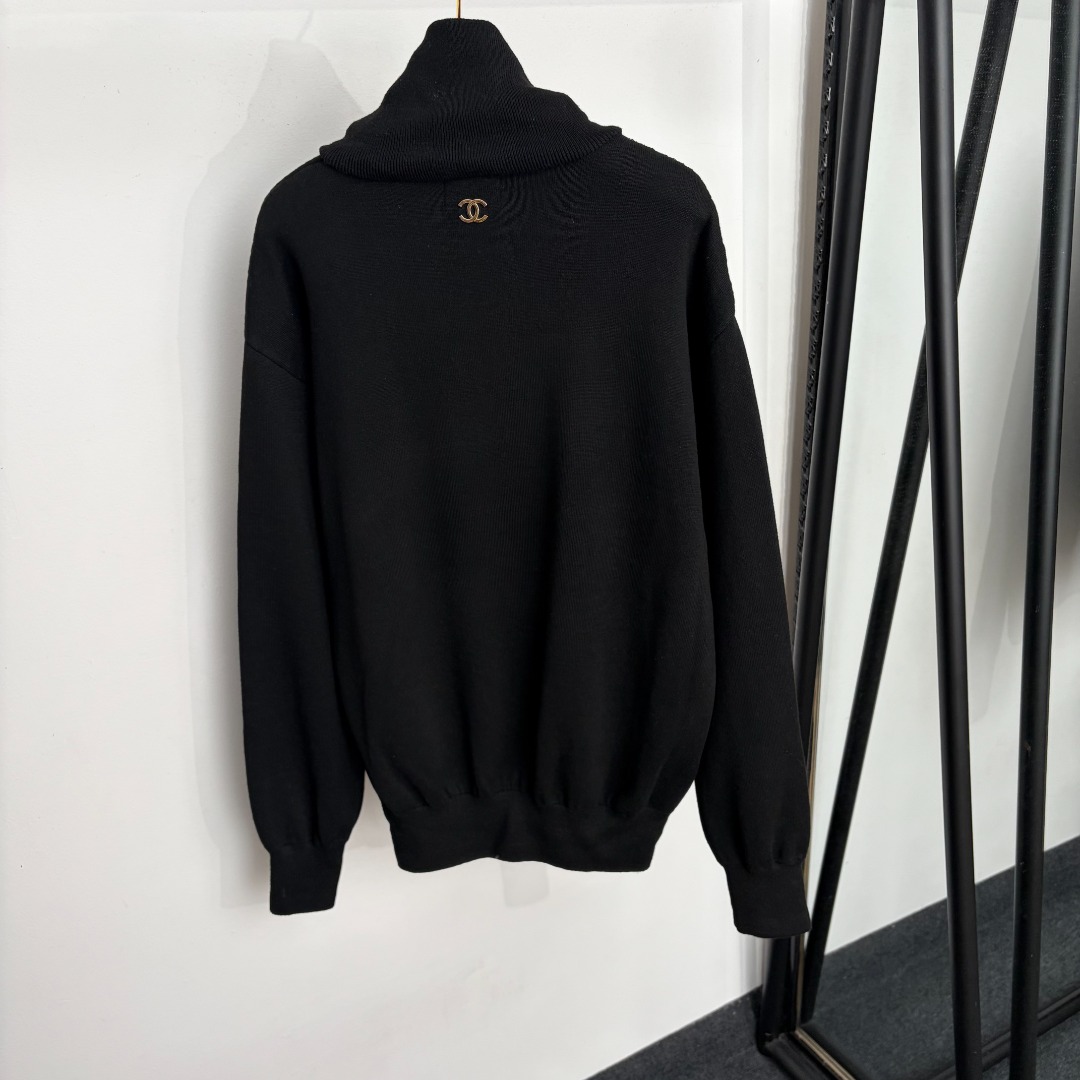chanel half zip high neck knit sweater