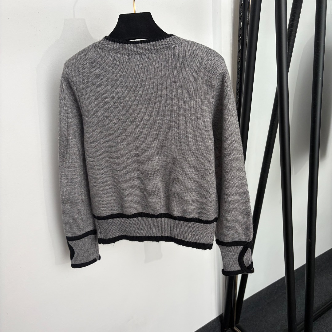 chanel contrast trim round neck cardigan