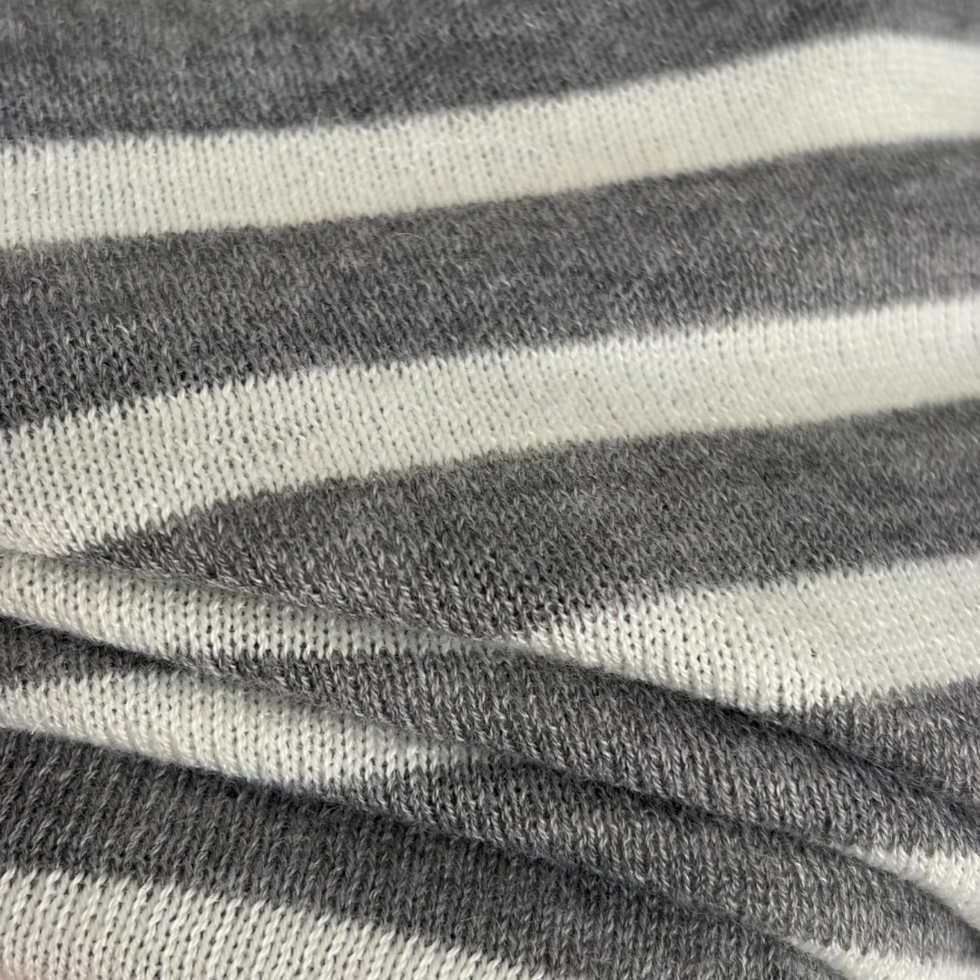 chanel logo striped crew neck sweater