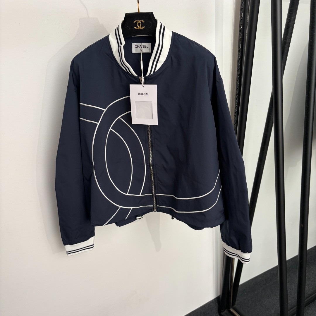 chanel double c embroidered nylon windbreaker