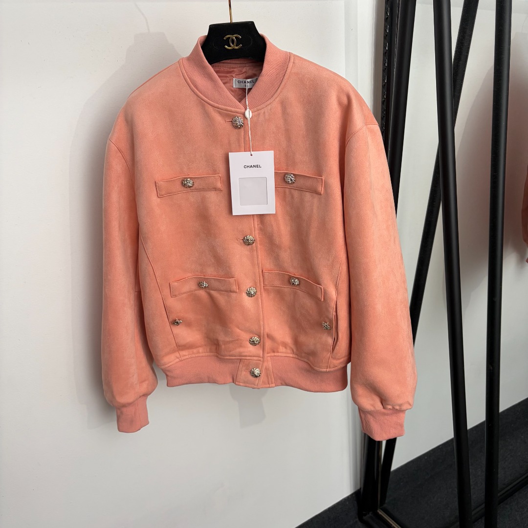 chanel lion head button suede bomber jacket