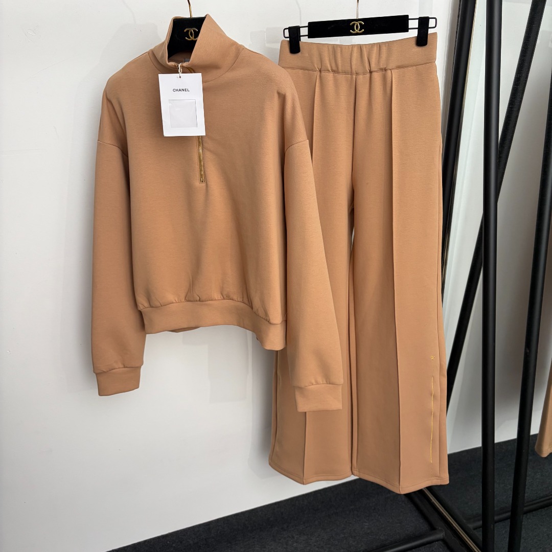 chanel half zip logo tracksuit set