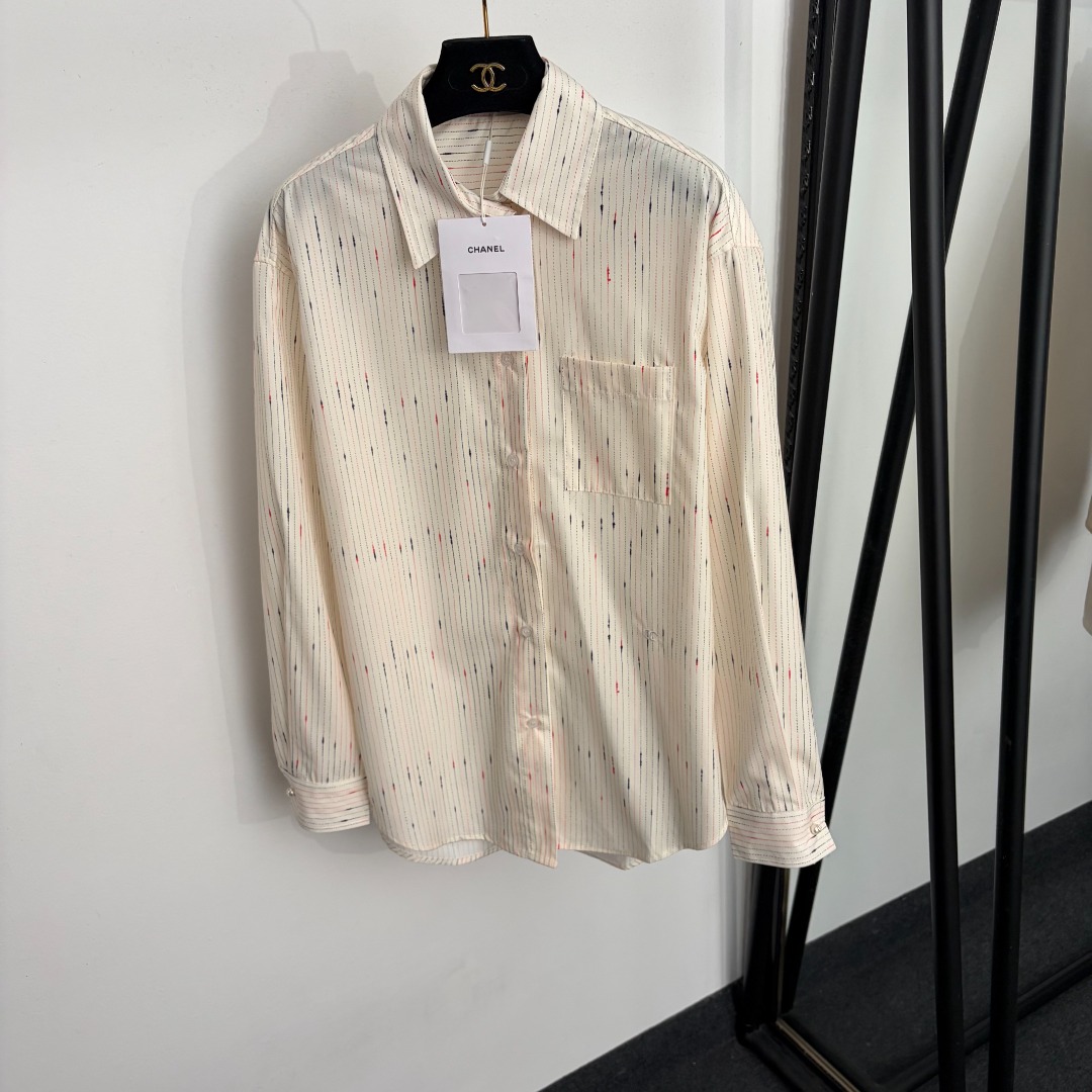 Ivory Fine Stripe Button Shirt