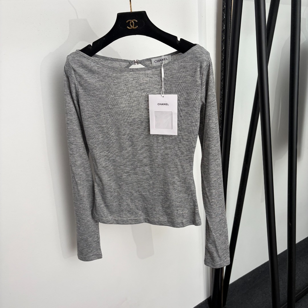 Black Circular Cutout Long Sleeve Top