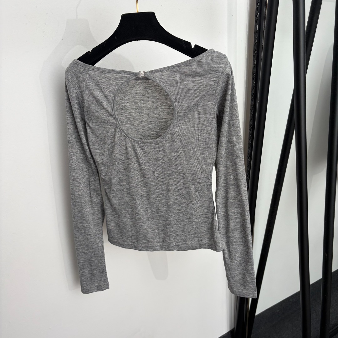 Black Circular Cutout Long Sleeve Top