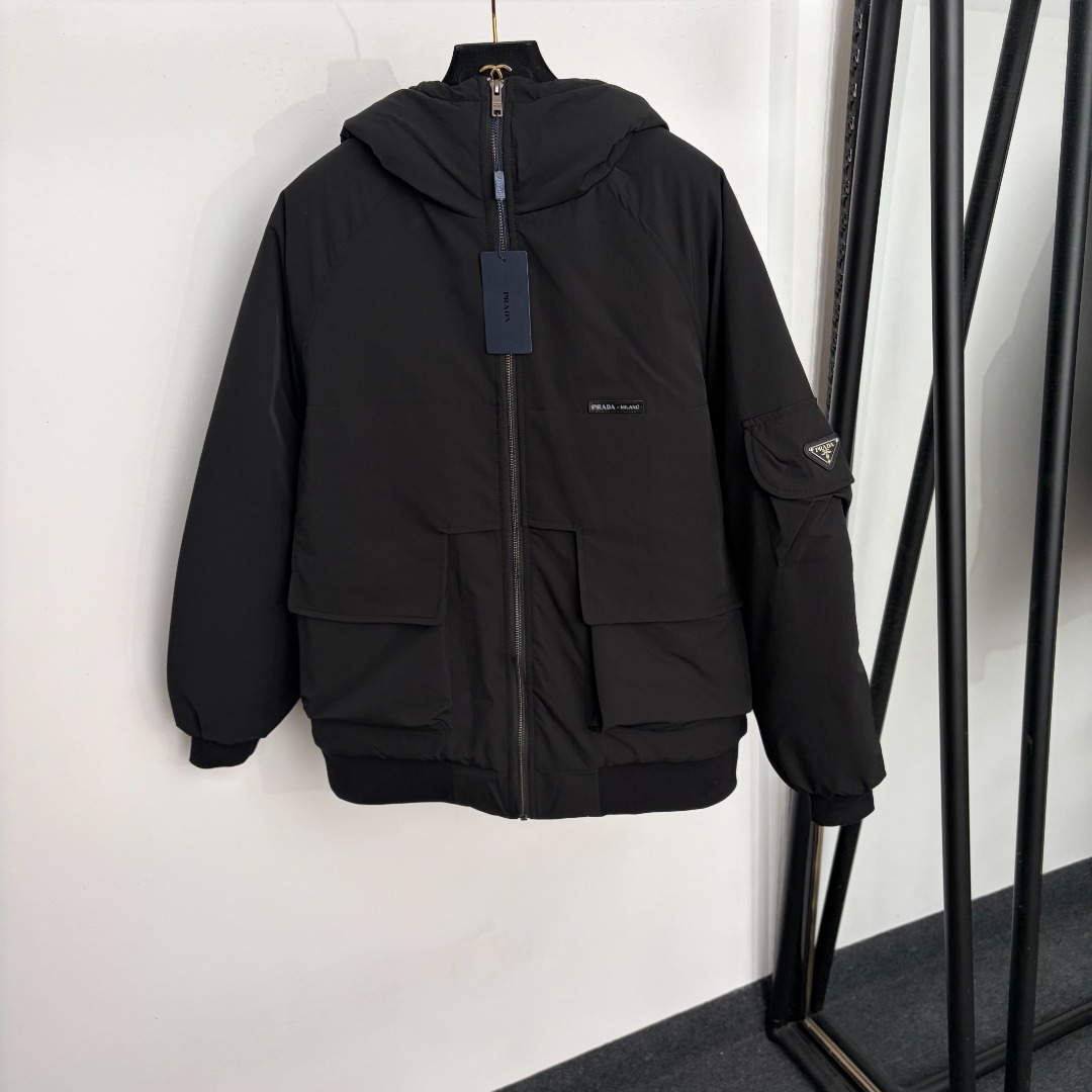 Prada Black Logo Hooded Jacket