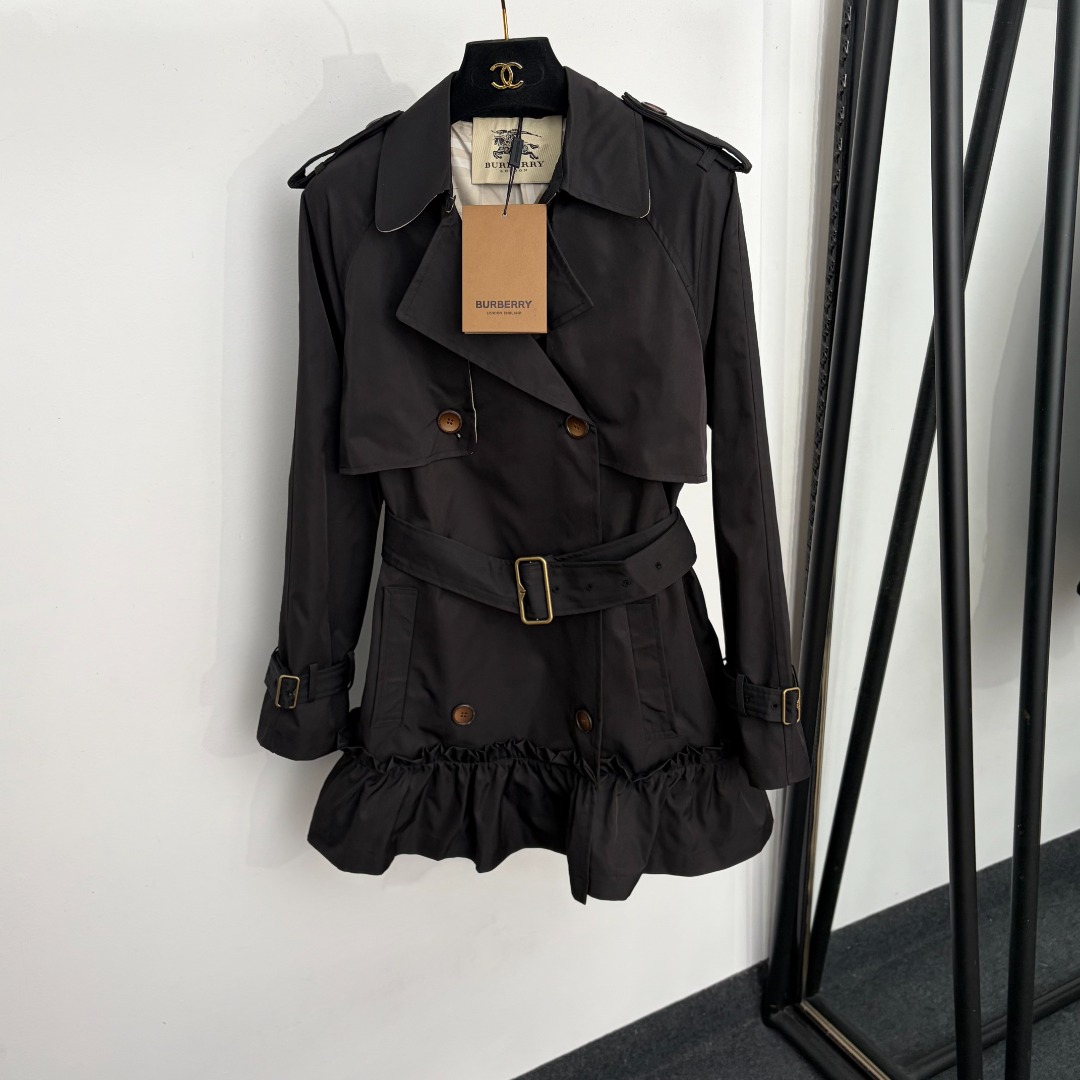 Burberry Ruffled Belted Trench Jacket