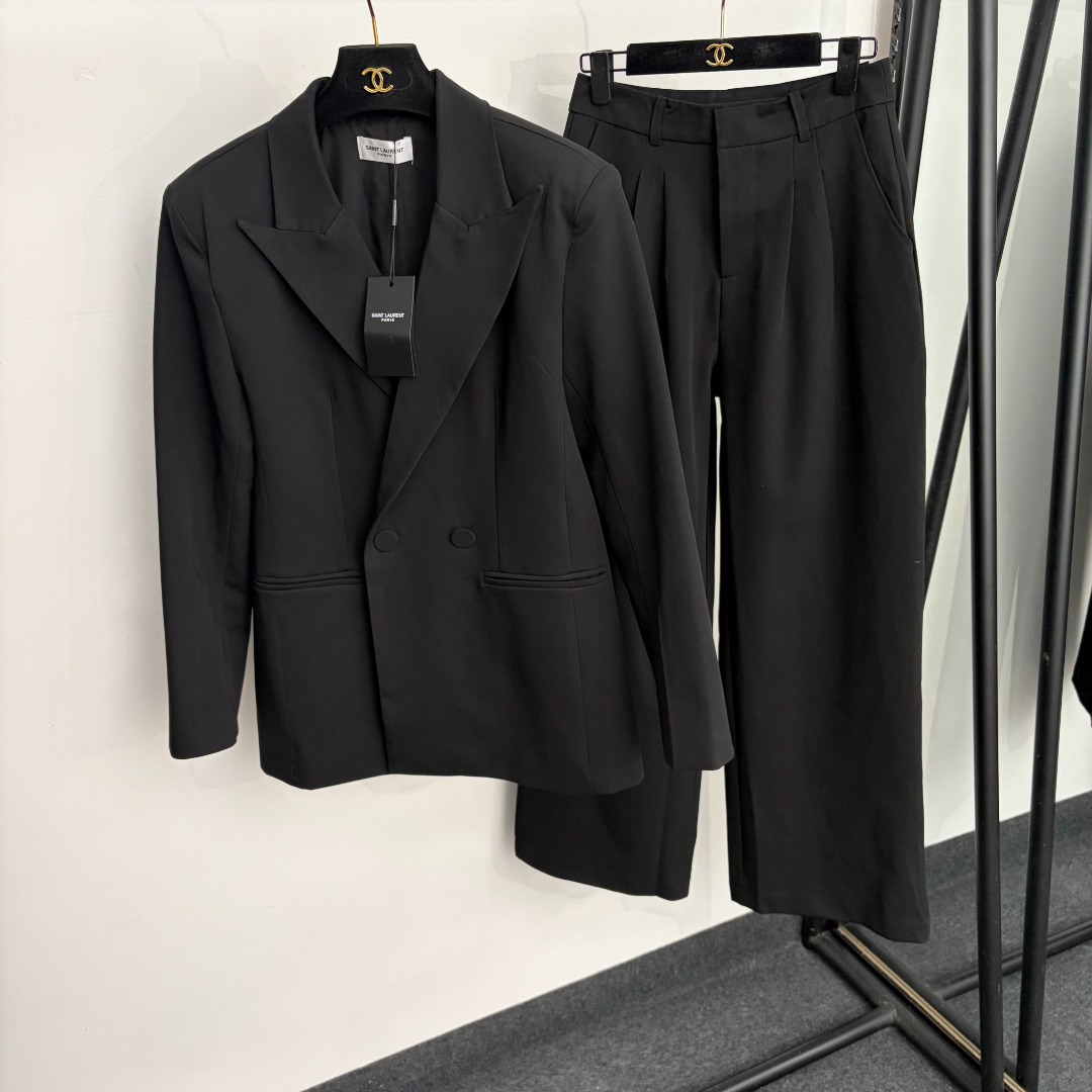 Saint Laurent Black Blazer Trouser Set