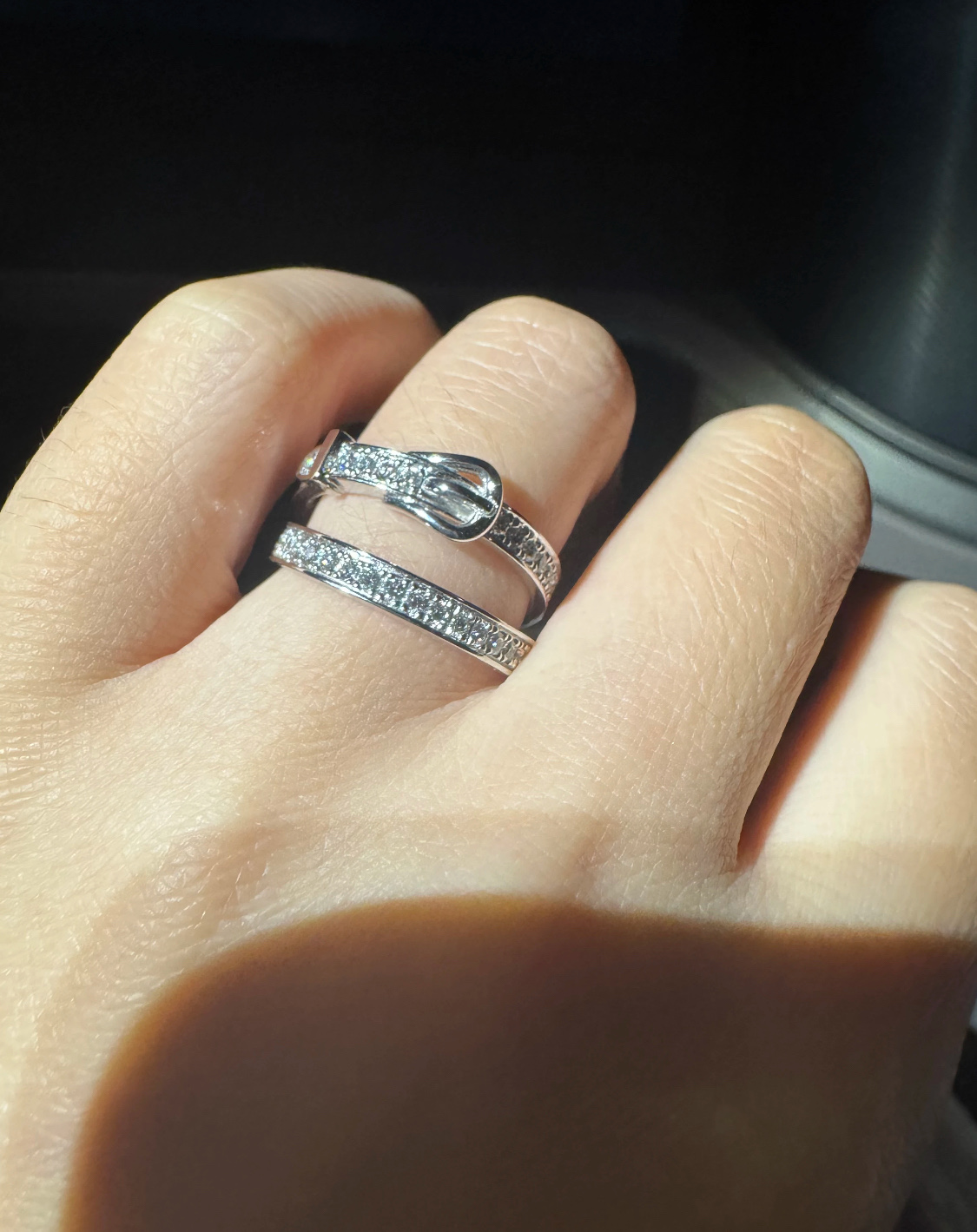 NO:635077,The double-layered belt buckle ring is so beautiful, ring, Cardia high-end jewelry19860909双层皮带扣戒指上手太好看啦,,ring,卡迪亚高端饰品,Jewelry