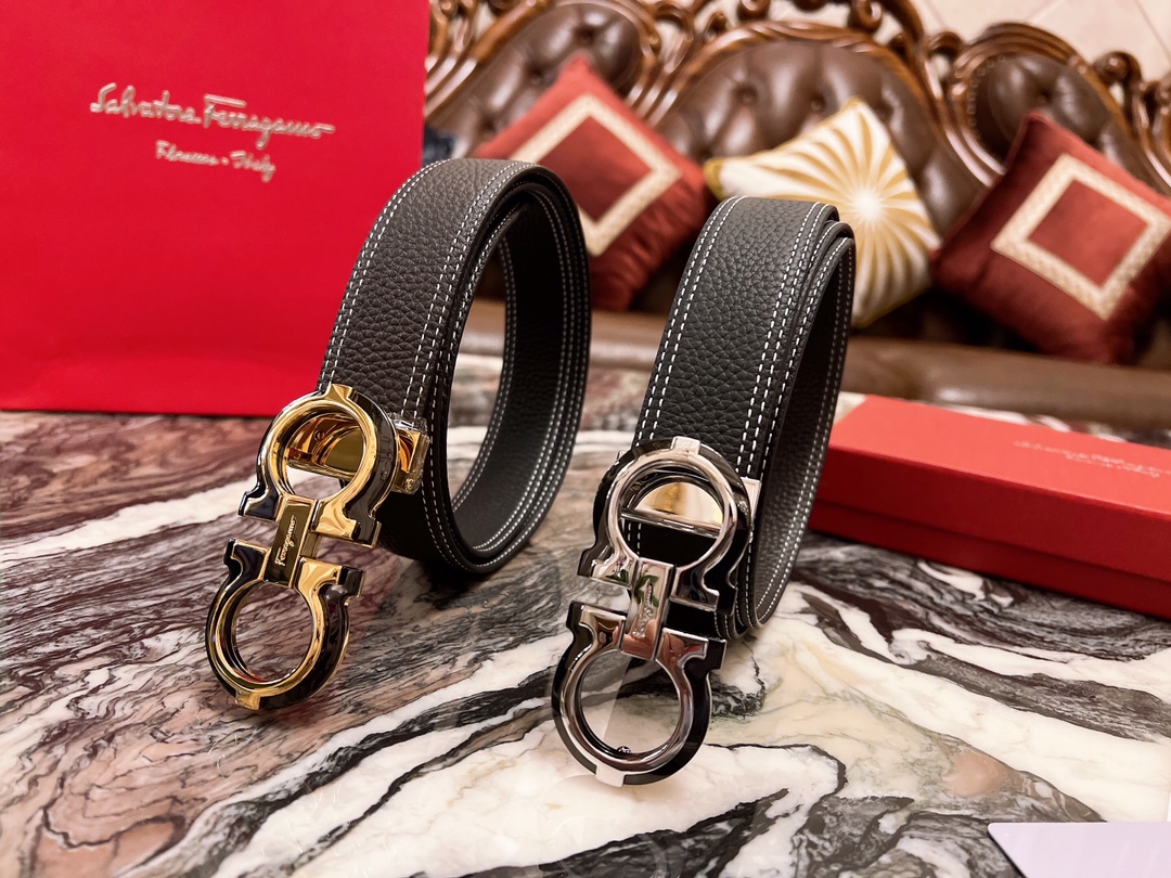 Ferragamo Belts Gold Hardware Casual