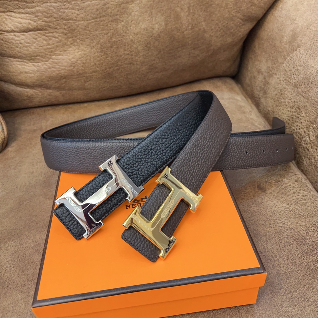 Hermes Belts Black Coffee Color Cowhide Casual