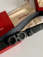 Ferragamo Belts Black Coffee Color Cowhide Fashion