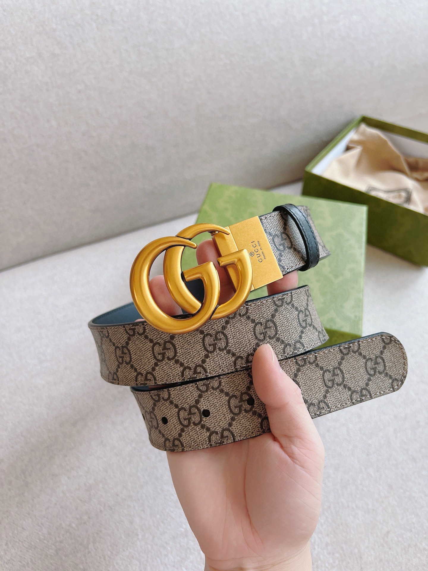 Gucci Belt with Double G Buckle, PVC Waterproof Material, 38mm