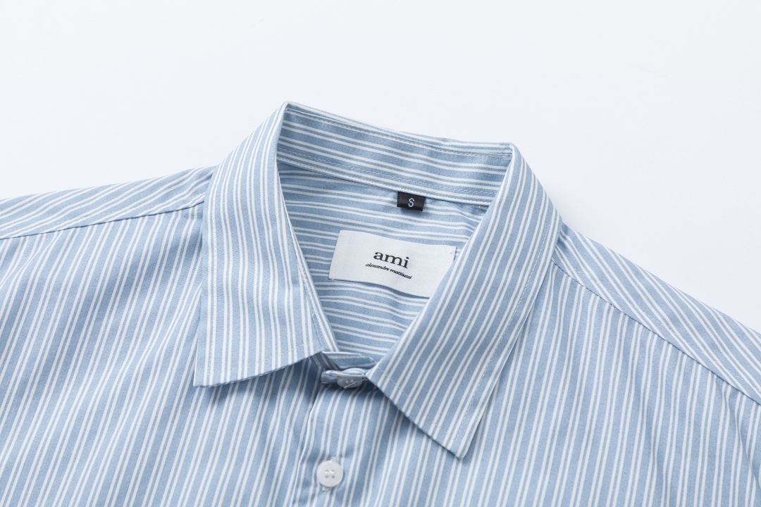 Trendy Y.C 829 Striped Shirt: Custom fabric, loose fit, unisex design in black and blue stripes. Sizes S-XL. - 图片 9