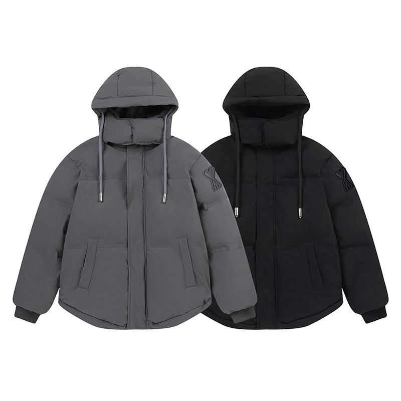 High-Quality Windproof Winter Jacket with Waterproof Features in Black Grey - 图片 1