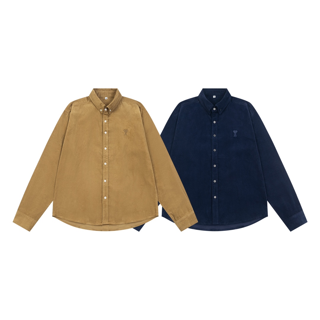 Fashionable Lantern Velvet Shirt in Navy Blue and Sand Dunes – Y.C 836 Collection