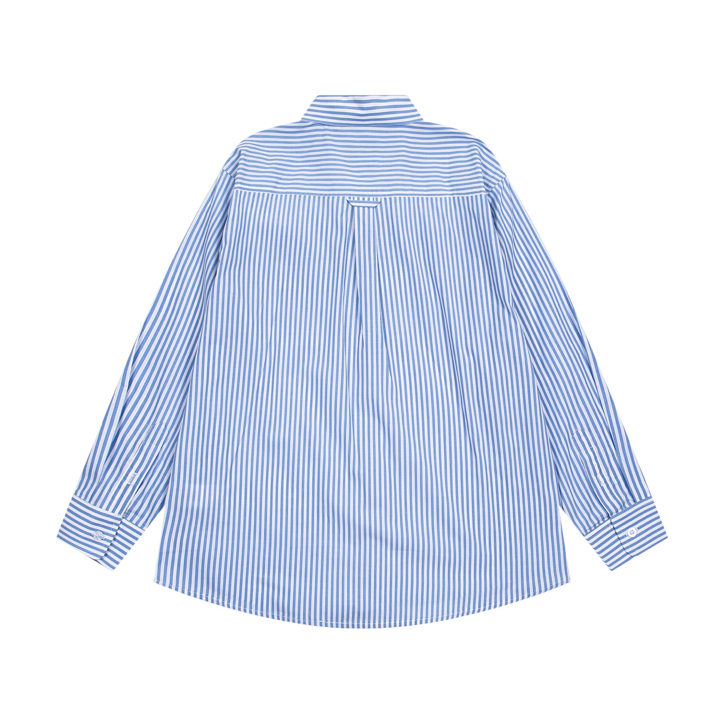 Y.C 844 Covernat Korean Brand Embroidered Long-Sleeve Shirt in Blue and Gray Stripes - 图片 5
