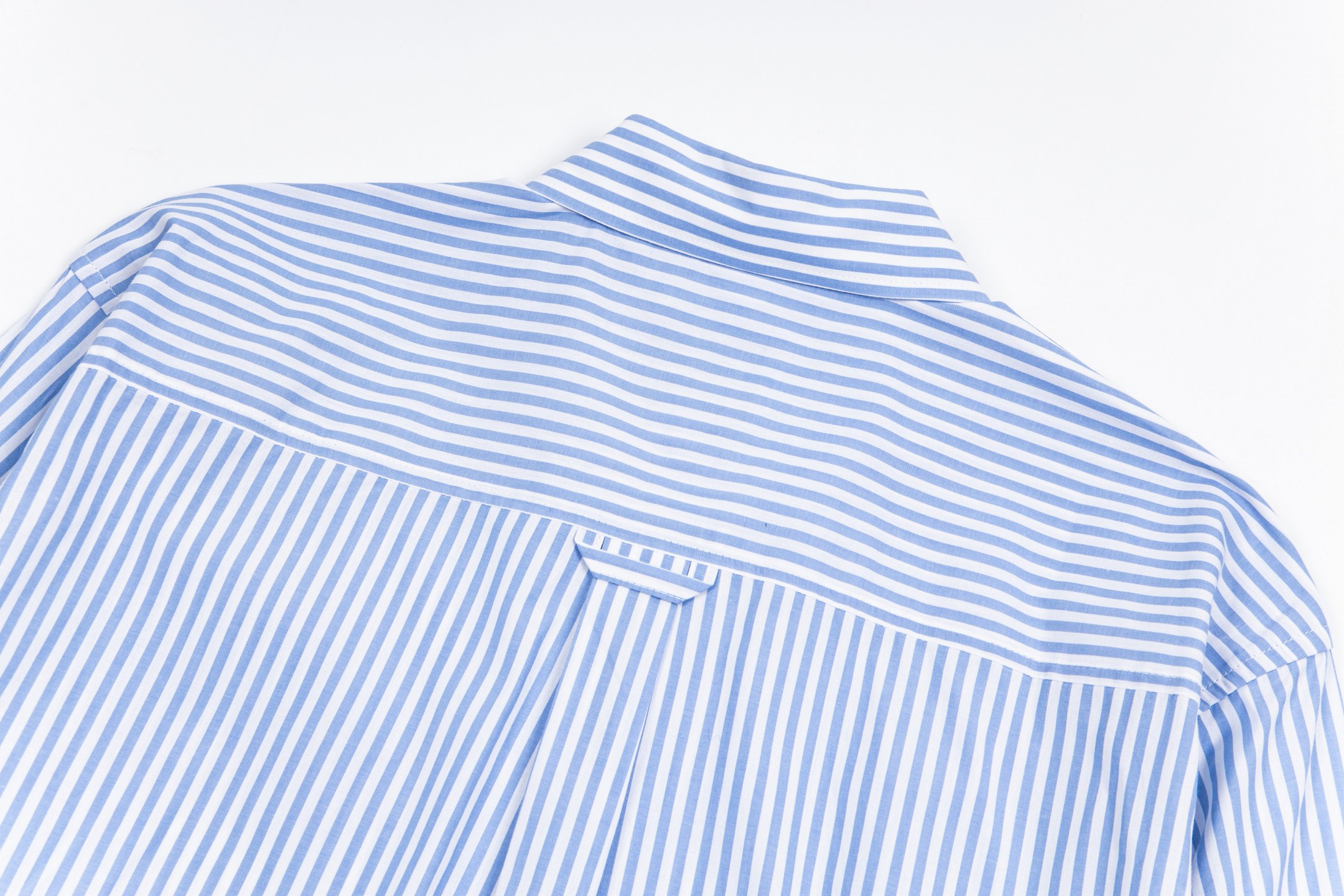 Y.C 844 Covernat Korean Brand Embroidered Long-Sleeve Shirt in Blue and Gray Stripes - 图片 8