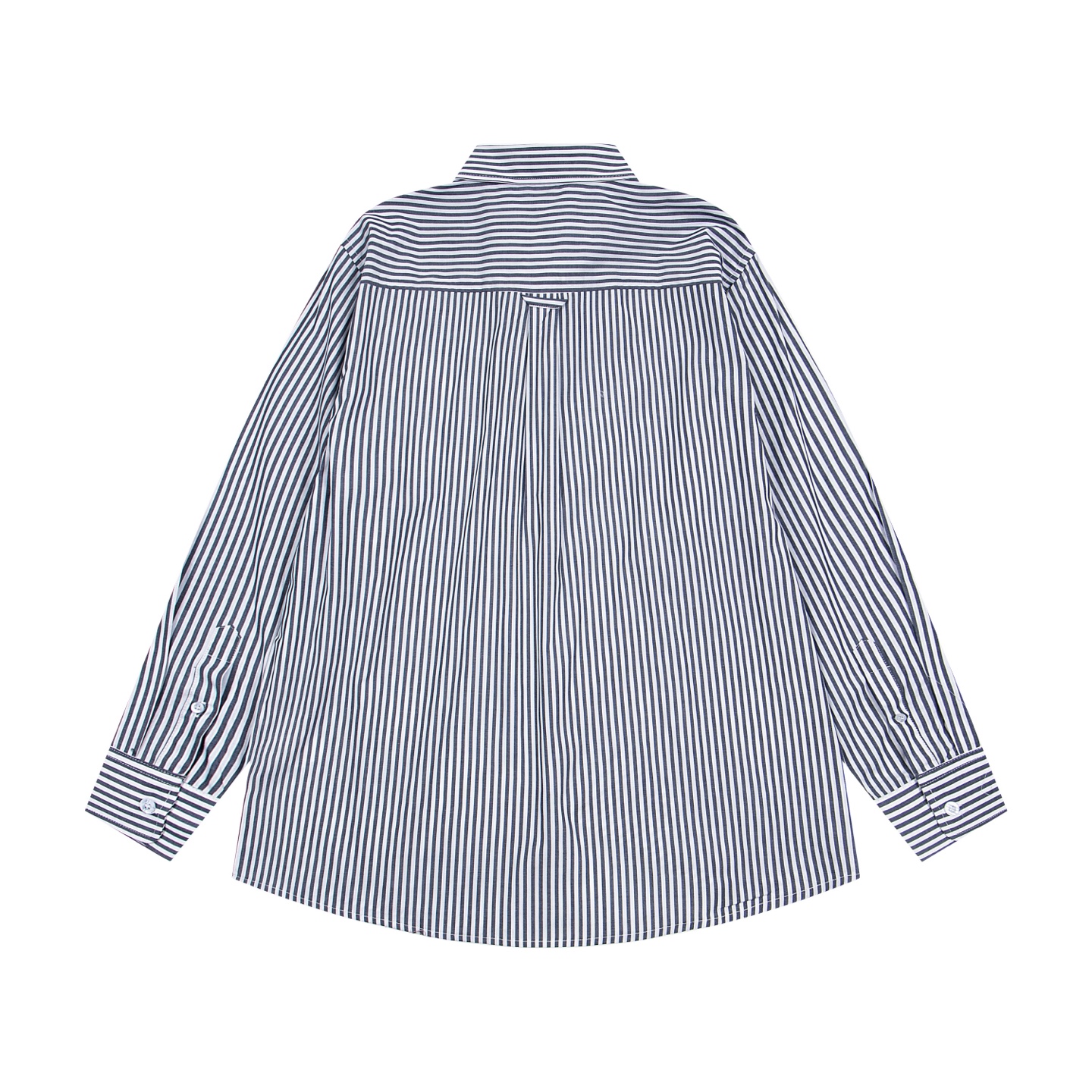 Y.C 844 Covernat Korean Brand Embroidered Long-Sleeve Shirt in Blue and Gray Stripes - 图片 3