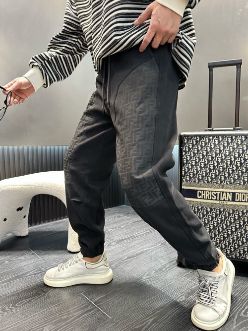 Fendi Men's Classic Logo Print Casual Pants - Spring 2025 Collection 1 Fendi Men's Classic Logo Print Casual Pants - Spring 2025 Collection