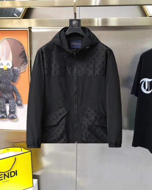 Louis Vuitton Men's 2025SS Black Monogram Windbreaker Jacket 1 Louis Vuitton Men's 2025SS Black Monogram Windbreaker Jacket