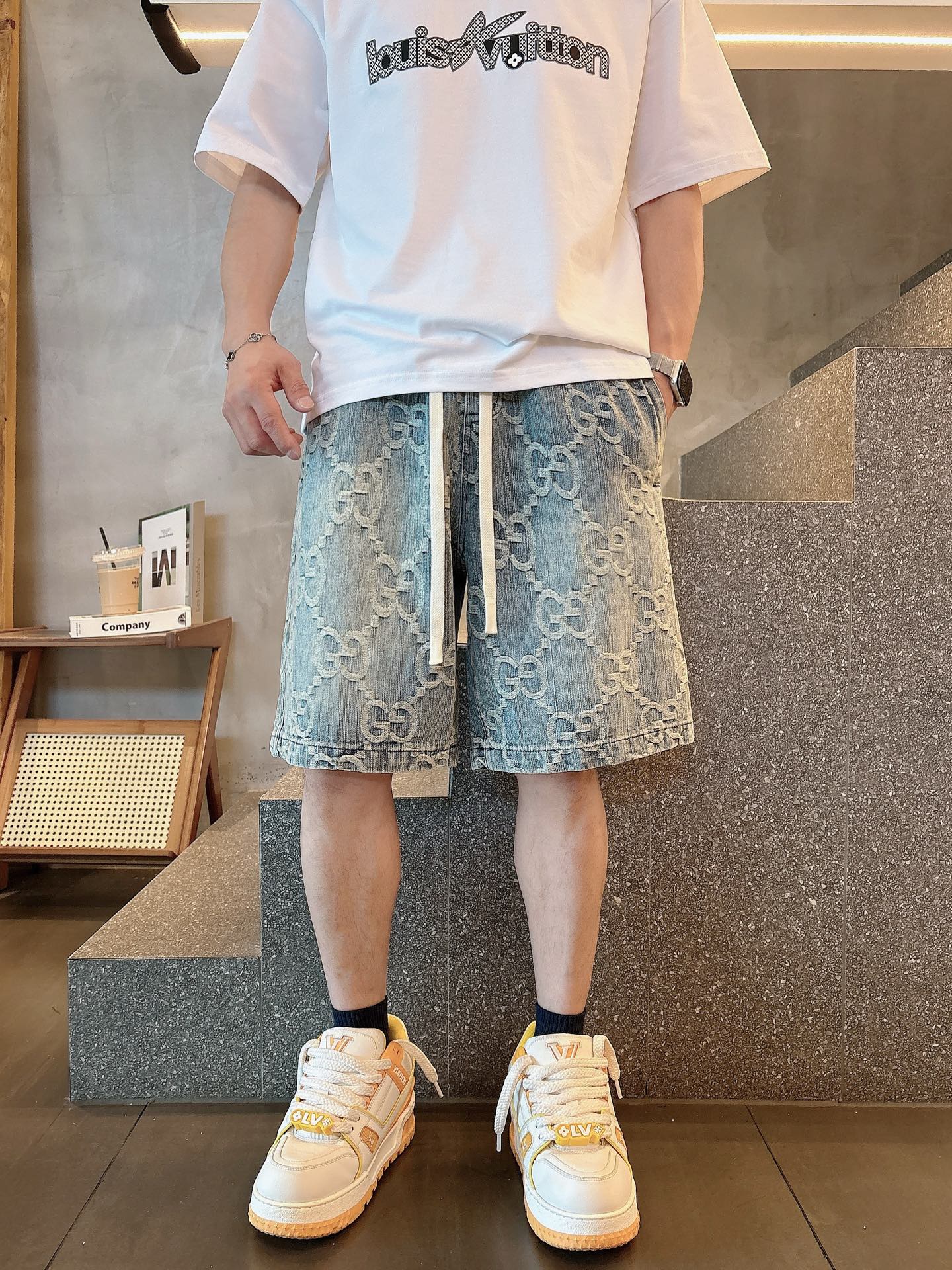 古奇  三标齐全    2026夏季新款男士休闲短裤，高级定制面料透气面料 透气弹力舒适度极高，细节无可