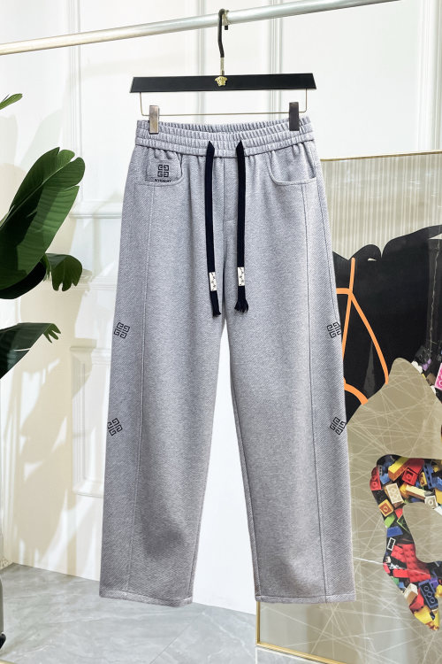 Givenchy Men's Gray Logo Print Drawstring Casual Pants 1 Givenchy Men's Gray Logo Print Drawstring Casual Pants